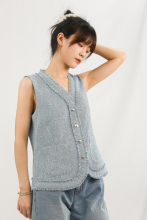 Vintage Chic Frayed Denim Vest