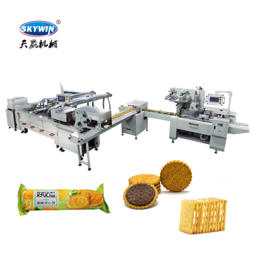 Skywin Electric Sandwich Cookie Machine with Biscuit On-Edge Packaging Machine