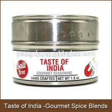 Taste of India-Salt free gourmet spice blends in strong magnetic stainless steel bottle