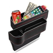 2-Sides Universal PU Leather Auto Console with Cup Holder, Seat Organizer & Storage Box
