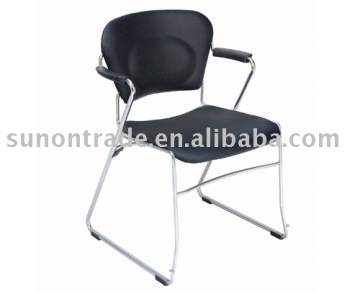 PVC metal office chair furniture with armrest and chromed legs