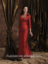 2 pieces red satin long sleeve women office uniform dresses