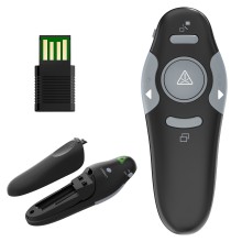 Wireless USB Presenter: Black PPT Clicker with Laser Pointer for PowerPoint Slideshows