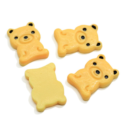 18 * 25MM Cartoon Bear Biscotti Biscotti Dessert Resina Parte posteriore piatta Cabochon Miniatura Dollhouse Food Art Supply Decorazione