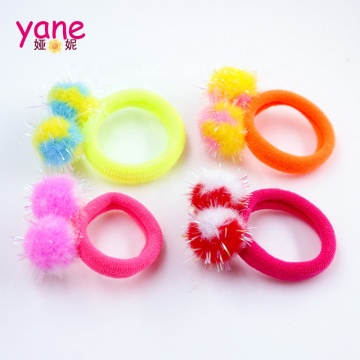 Candy Color Hair Elastic with Pompom Balls and Nylon Hair Towel Ring