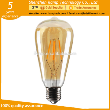 Extra Long Chip 8W 800lm dimmable ETL 120V Amber Tint ST64 Vintage Led light Bulbs