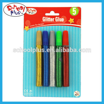 Non-toxic 5pcs color Glitter Glue packed in blister card