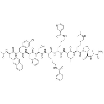 D-alaninamida, N-acetil-3- (2-naftalenil) -D-alanil-4-cloro-D-fenilalanil-3- (3-piridinil) -D-alanil-L-seril-N6- (3-piridinilcarbonilo ) -L-lisil-N6- (3-piridinilcarbonil) -D-lisil-L-leucil-N6- (1-metiletil) -L-lisil-L-prolil-CAS 112568-12-4