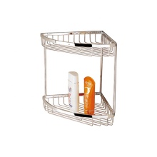 Chrome Wall Mounted Double-Deck Bathroom Corner Basket