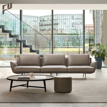 Wholesale Discount Modern Grey Leather I Shaped Sectional Sofa