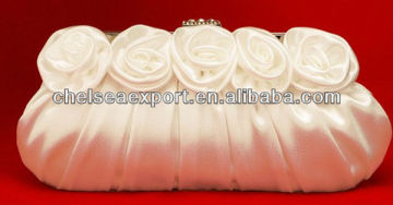 favorable rose flower lady beauty satin evening bag