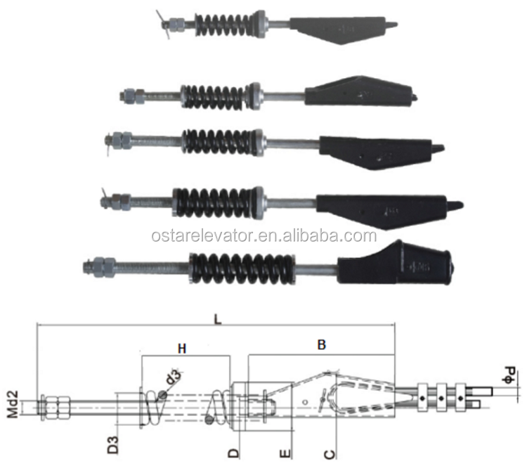 Elevator Wedge Type Lift Spare Parts Wire Rope Attachment