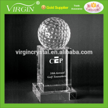Crystal golf trophy with customized logo
