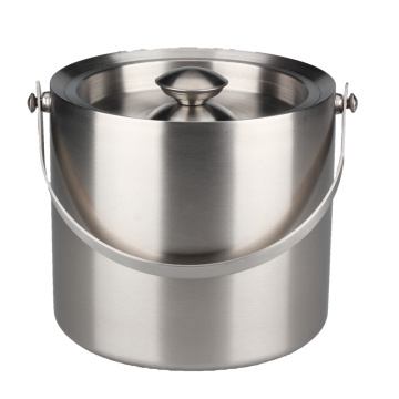 Brushed Stainless Steel Double-Walled Ice Bucket with Lid