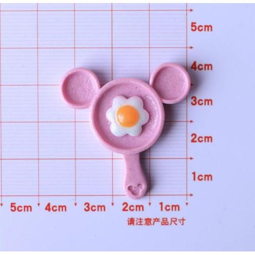 Kawaii Simulation Cartoon Fried Eggs Pan Flatback Resin Cabochon Dollhouse Παίξτε Παιχνίδια DIY Scrapbooking Αξεσουάρ Τηλέφωνο Διακόσμηση