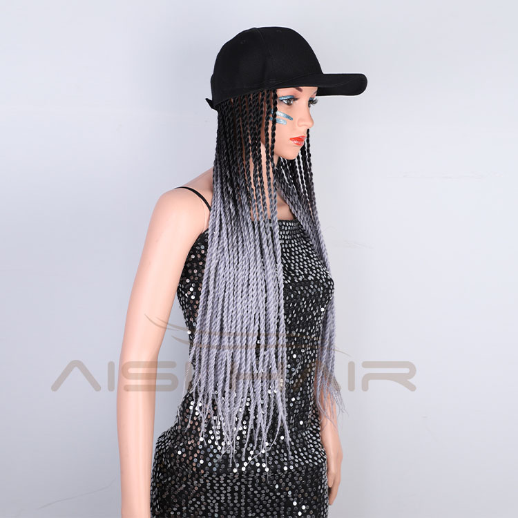Aisi Hair Wholesale New Design Baseball Hat With Long Twist Box Braiding Hair Extension For Black Women Synthetic Hair Wigs