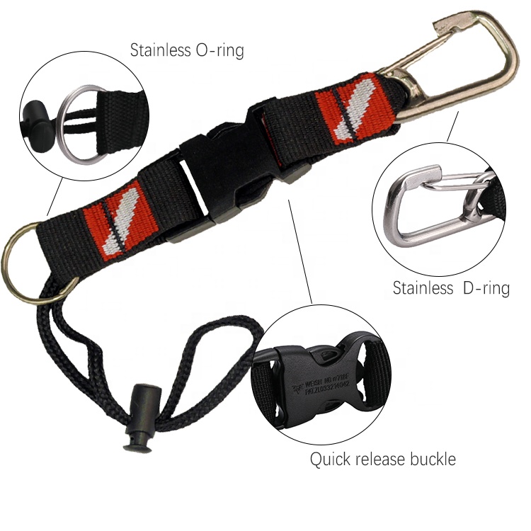 Dive Flag Design Nylon Webbing Diving Snorkeling Lanyard with Quick Release Buckle