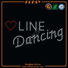 Line Dancing Heart iron on rhinestone letters