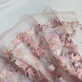 Dirty Pink Flower Light Lace Embroidery Fabric