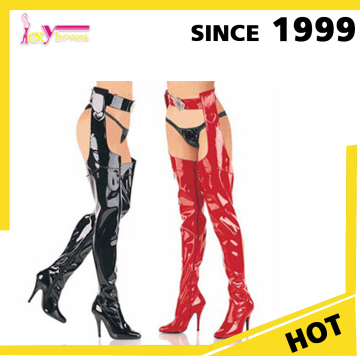 thin high heel women shiny PU crotch boots 2016 popular