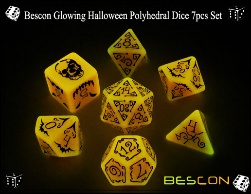 Bescon glühende Halloween Polyhedral Würfel 7pcs Set-5 Bescon Glowing Halloween Polyhedral Dice 7pcs Set-5