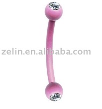 Pink anodized titanium SS eyebrow barbell body jewelry