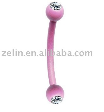 Pink anodized titanium SS eyebrow barbell body jewelry