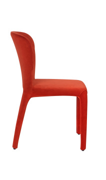 Red fabric Hola side dining chairs