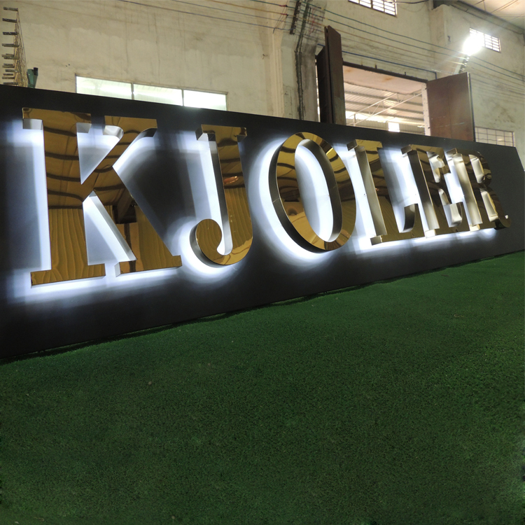 Cutomized led mirror light company logo design outdoor lights signboard led backlit letters