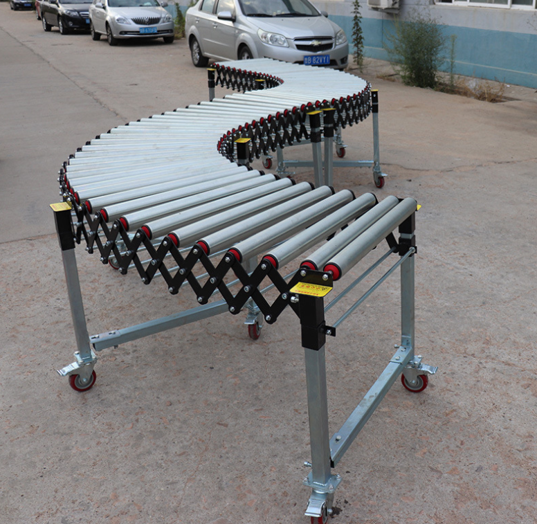 Good price electric power retractable flexible expandable roller conveyor for sale