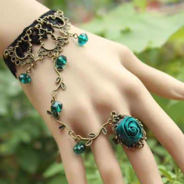 MYLOVE 2013 vintage gothic lace flower bracelet with ring italy lace bracelet wholesales MLMTB78