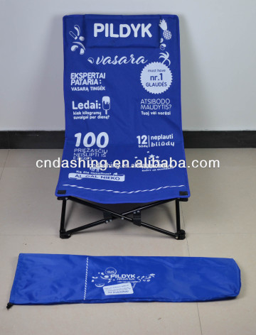 Folding low beach chair in bag