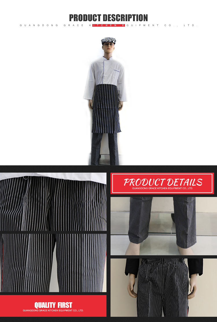 Professional Restaurant Cook Trousers Stripe Unisex Chef Uniform Pants