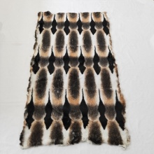 Tanned Luxury Real Rabbit Fur Plate Brown Chinchilla Print