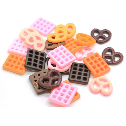 Decorative Waffle Peach Heart Cookies Resin Flatback Cabochon Slime DIY Toy Decoration Beads Fridge Ornaments Spacer