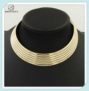 New Designed Simple Gold Alloy Torque Necklace Wholesale, Circle Collar Necklace fror Women