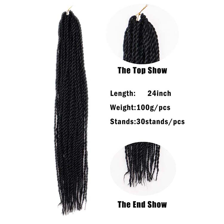 Wholesale Senegalese Twist Crochet Hair Extensions Long Twist Braiding Hair 24inch 100g Solid And Mixed Color Synthetic Fiber