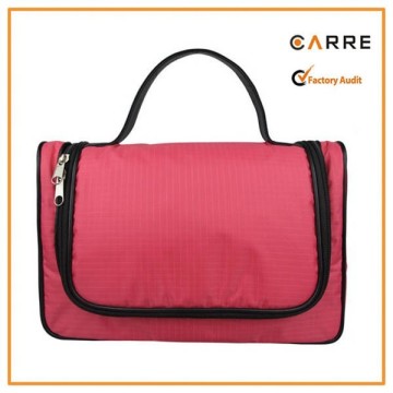 nylon plain toiletry makeup bag with hanging hook