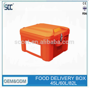 60L Orange Scooter box for food delivery, delivery box for food, food delivery box