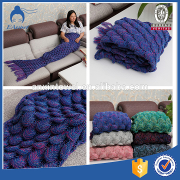 Wholesale Adult Deep Purple Knitted Crochet Inspired Mermaid Blanket Tail Crochet Mermaid Tail Blanket