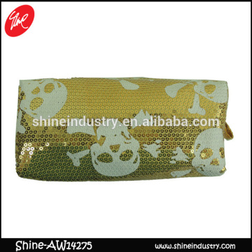 New Lady Skull Golden Cosmetic Bag