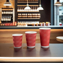 Compostable Ripple Coffee Cups - Eco-Friendly PLA Double Wall Cups with Lids