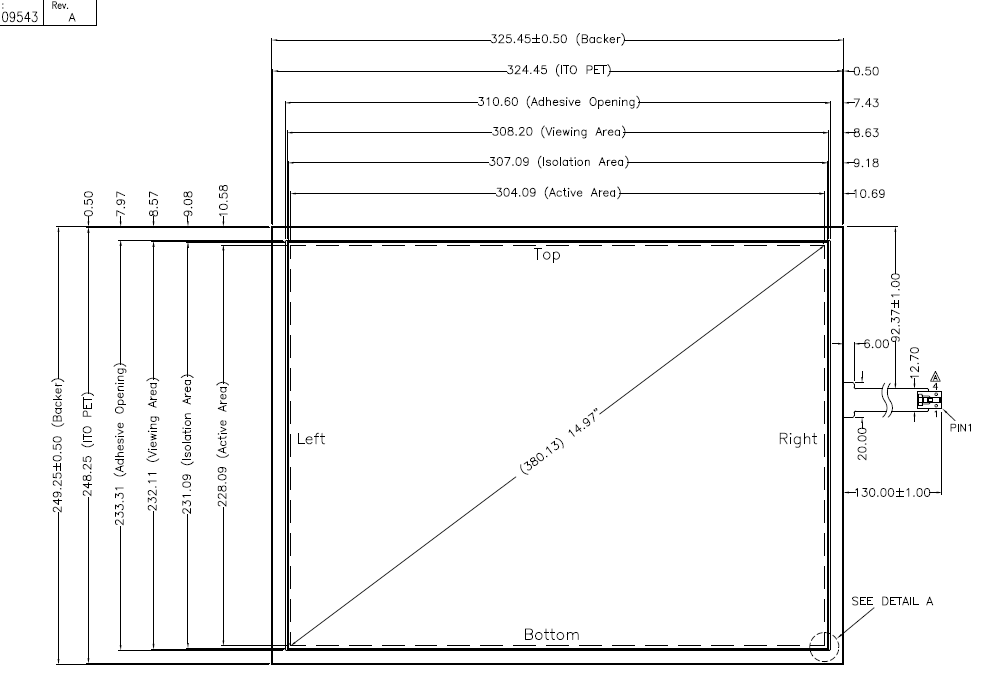 15 inci AMT 4-wire Touch Panel Resistif 9543