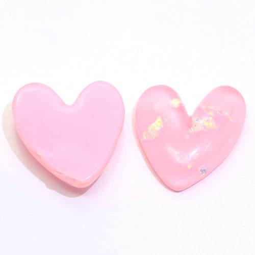 Beautiful Glitter Heart Shaped Resin Cabochon 100pcs Flatback Beads Slime DIY Craft Decoration Beads Charms