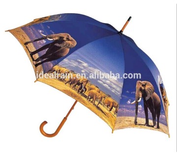 2015 wood handle printing umbrella elephant umbrella
