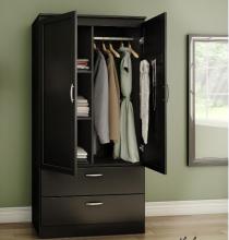 Black Wardrobe Storage Design for bedroom with drawers