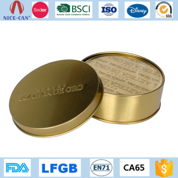 Custom cosmetic packing gold round small tin box