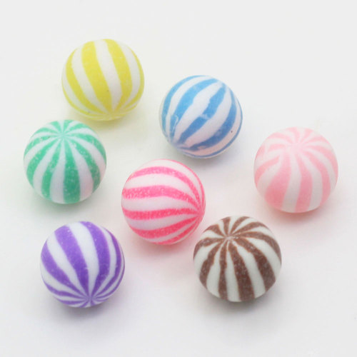 Mixed Color Watermelon Stripe Bead Without Hole Polymer Clay Simulation Candy Round Beads For Children Re-ment Accessories