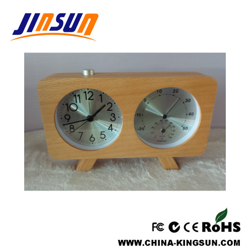 Wood Alarm Clock With Humidity Desktop Style Fresh