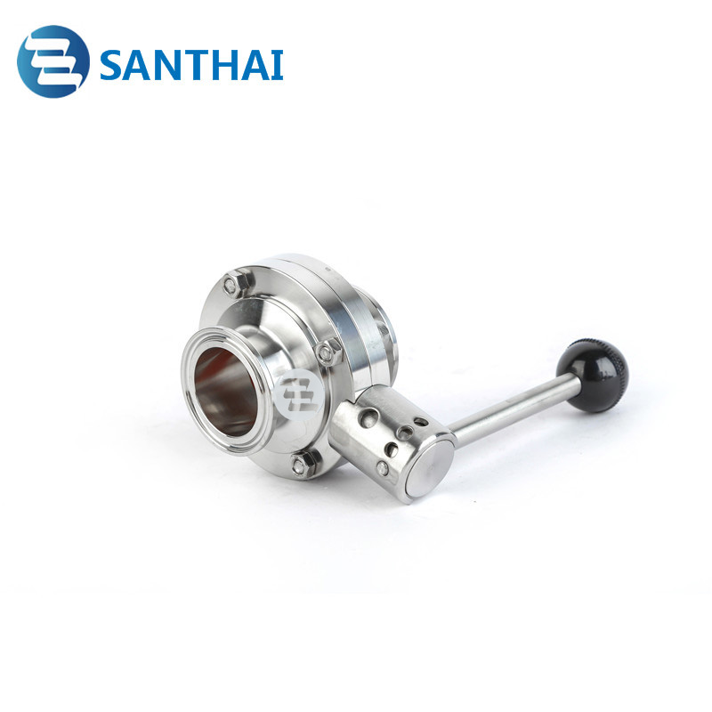 High Quality food grade Stainless Steel SS304 SS316L Weld,Clamped,Thread Butterfly Valve With Pull Rod Handle